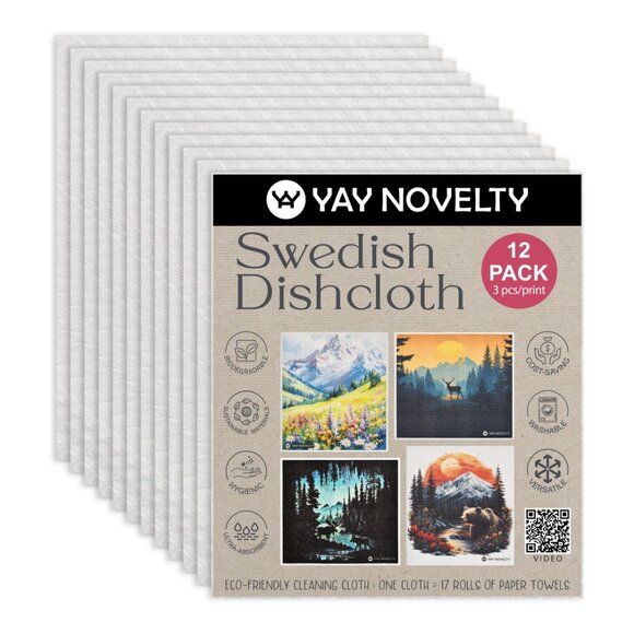 12-PK Eco-Friendly Swedish Dishcloths For Kitchen - Paper Towel Alternative - Picture 3 of 4
